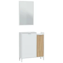 Mobile da ingresso sospeso 2 ante bianco e rovere 77x91h cm - Alambicco