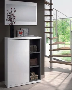 Mobile da ingresso sospeso bianco e grigio cenere 79x108h cm - Volturno
