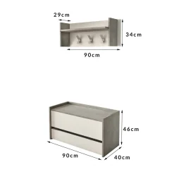 Mobile da ingresso sospeso con cassetto bianco 90x46h cm - Actinolite