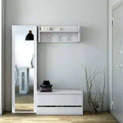 Mobile da ingresso sospeso con cassetto bianco 90x46h cm - Actinolite