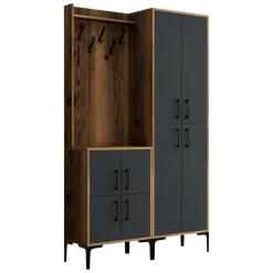 Mobile ingresso 4 ante noce e antracite 120x200h cm - Eufemia