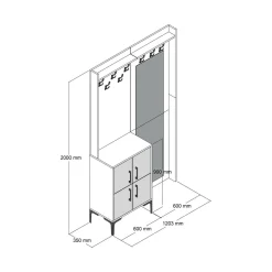 Mobile ingresso 2 ante noce e bianco 120x200h cm - Isidore