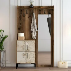 Mobile ingresso 2 ante noce e bianco 120x200h cm - Isidore