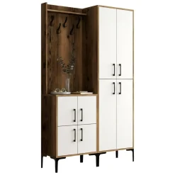 Mobile ingresso 4 ante noce e bianco 120x200h cm - Eufemia