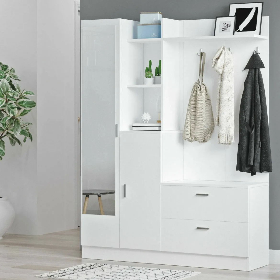 Mobile ingresso appendiabiti bianco 140x181h cm - Anumali