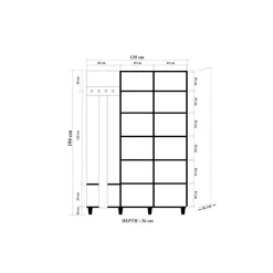 Mobile ingresso cannettato 2 ante quercia 135x194h cm - Liana