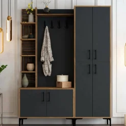 Mobile ingresso classico 4 ante noce e antracite 150x200h cm - Vivian