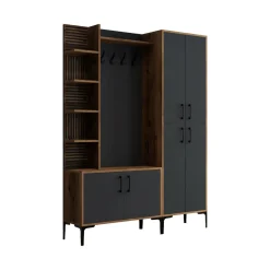Mobile ingresso classico 4 ante noce e antracite 150x200h cm - Vivian
