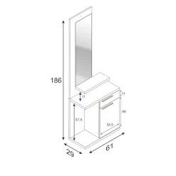 Mobile ingresso con cassetto bianco e grigio cenere 61x186h cm - Axell