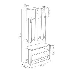 Mobile ingresso elegante da parete bianco 90x180h cm - Toraji