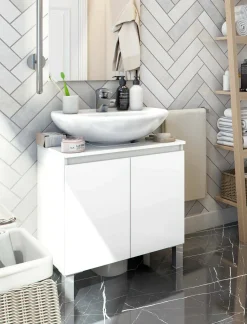 Mobile lavabo 2 ante 60x40x63h cm bianco lucido - Jerome