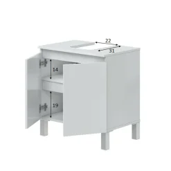 Mobile lavabo 2 ante 60x40x63h cm bianco lucido - Jerome