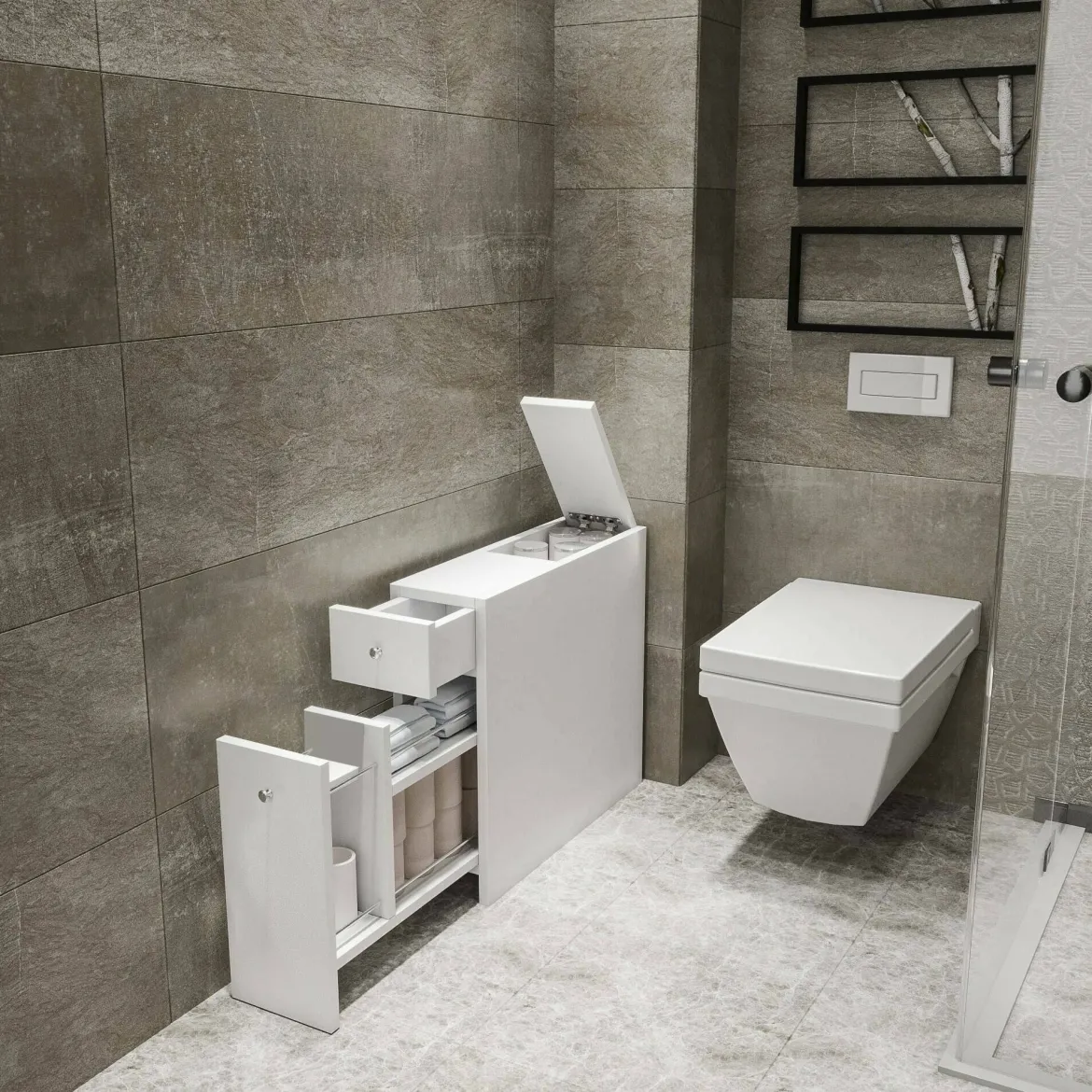 Mobile lavabo 2 cassetti 20x60x55h cm bianco - Isidora