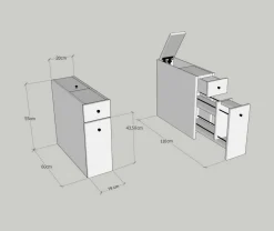 Mobile lavabo 2 cassetti 80x45x50h cm bianco lucido - Felix