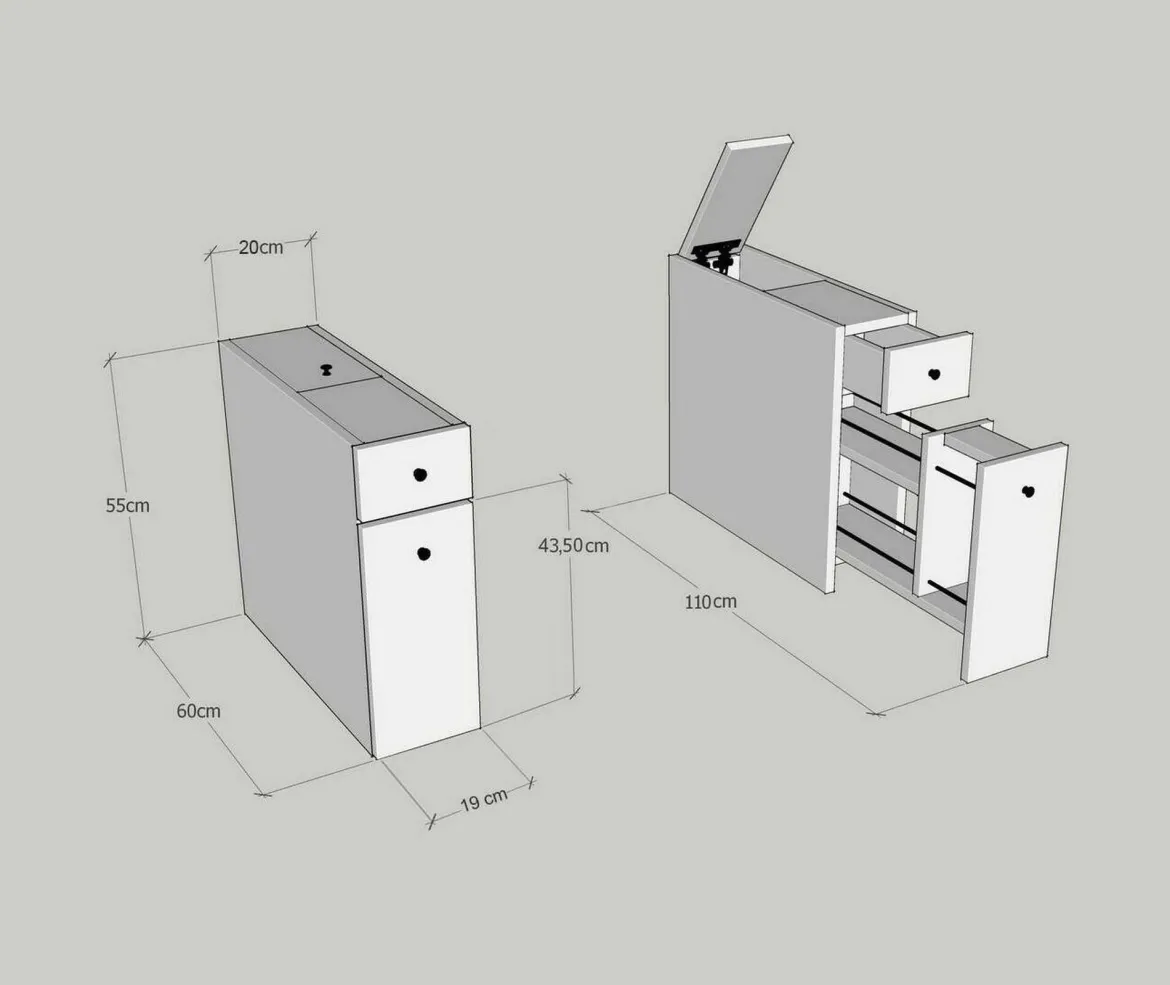 Mobile lavabo 2 cassetti 80x45x50h cm bianco lucido - Felix