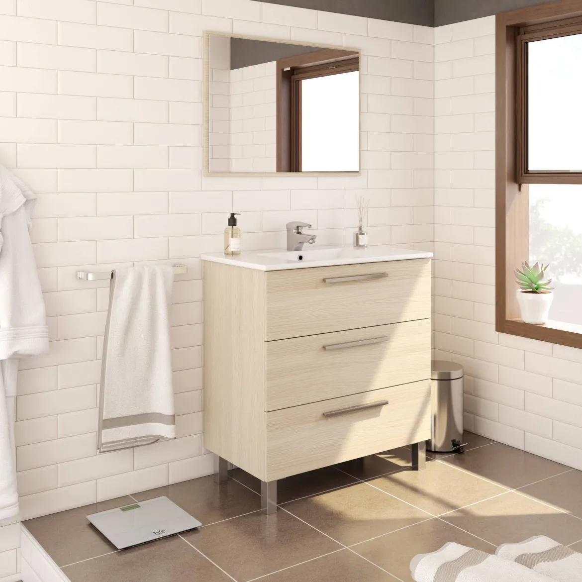 Mobile lavabo 3 cassetti 80x86x45h cm rovere - Elleboro