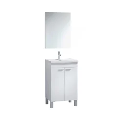 Mobile lavabo sospeso con specchio 50x80x40h cm bianco - Almenia