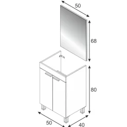 Mobile lavabo sospeso con specchio 50x80x40h cm bianco - Almenia