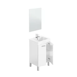 Mobile lavabo sospeso con specchio 50x80x40h cm bianco - Almenia