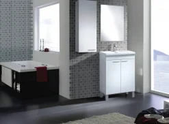 Mobile lavabo sospeso con specchio 50x80x40h cm bianco - Almenia