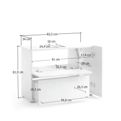 Mobile lavandino 1 anta e 1 cassetto 83x34x62h cm bianco lucido - Alamo