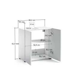 Mobile lavandino 2 ante 60x34x62h cm bianco lucido - Vione