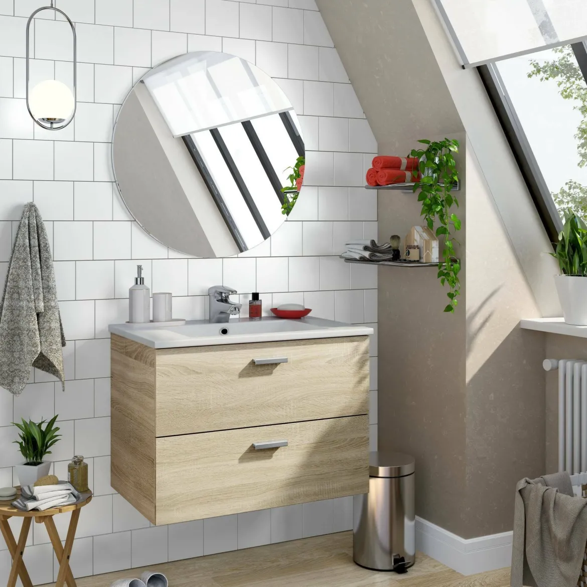 Mobile lavandino 2 cassetti 80x45x50h cm rovere - Felix