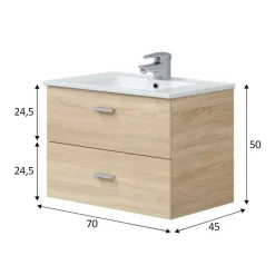 Mobile lavandino 2 cassetti 80x45x50h cm rovere - Felix