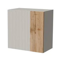 Mobile Pensile Beige Marrone Rovere un Ripiano Modulabile 49.9x50h cm, 2 Vani - Fonteno