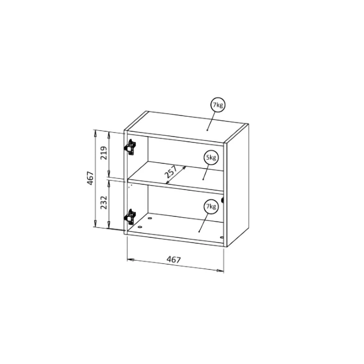 Mobile Pensile Beige un Ripiano Modulabile 49.9x50h cm, Apertura Push Pull - Sparone