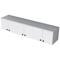 Mobile Pensile Bianco Bianco 6 Ante 3 Vani 180x44h cm, Apertura Battente - Jelsi