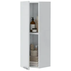 Mobile Pensile Bianco Lucido Grigio un Ripiano Un'anta 30x85h cm, Reversibile - Parga