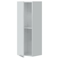 Mobile Pensile Bianco Lucido Grigio un Ripiano Un'anta 30x85h cm, Reversibile - Parga
