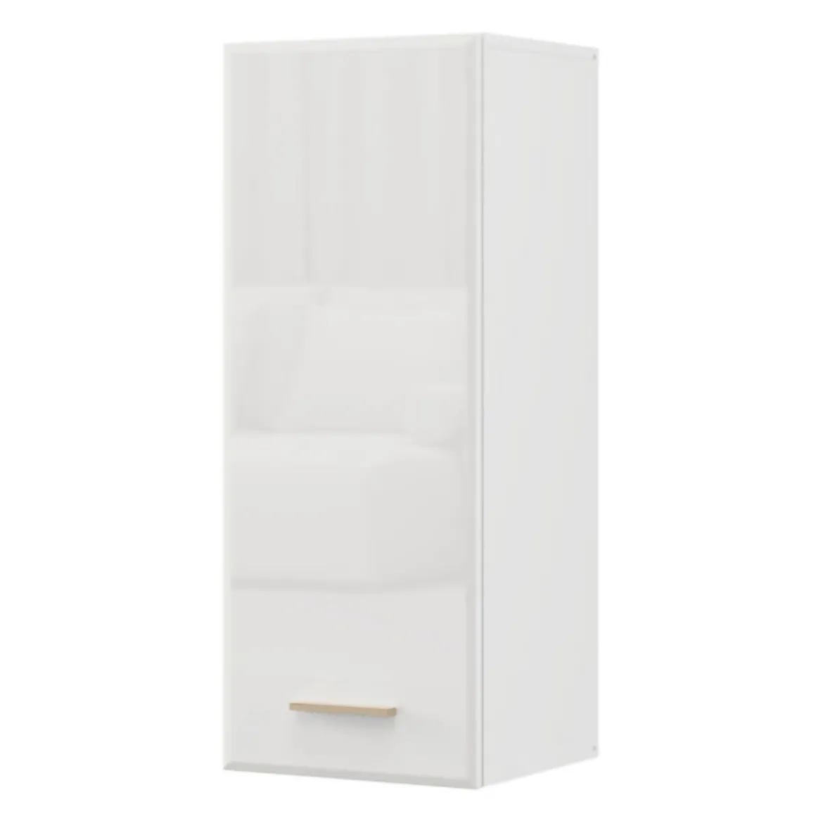 Mobile Pensile Bianco Opaco Marrone Rovere 2 Ripiani Un'anta 39x96h cm, 3 Vani - Fresis