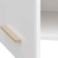 Mobile Pensile Bianco Opaco Marrone Rovere 2 Ripiani Un'anta 39x96h cm, 3 Vani - Fresis