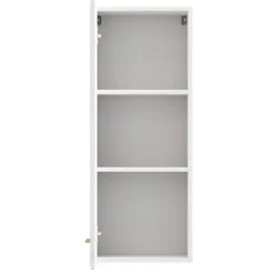Mobile Pensile Bianco Opaco Marrone Rovere 2 Ripiani Un'anta 39x96h cm, 3 Vani - Fresis