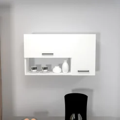 Mobile Pensile Bianco 2 Ripiani 2 Ante 90x52h cm, 4 Vani - Rassa