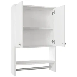 Mobile Pensile Bianco 2 Ripiani Apertura Battente 59x90h cm, 2 Ante - Taviano