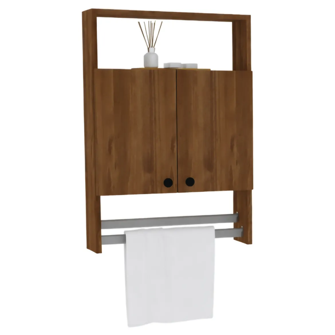 Mobile Pensile Marrone Noce 2 Ripiani Apertura Battente 60x87h cm, 2 Ante - Tanagro