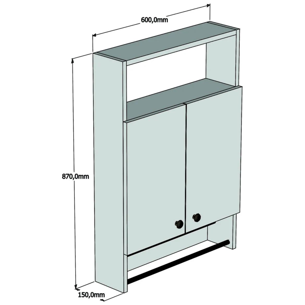 Mobile Pensile Marrone Noce 2 Ripiani Apertura Battente 60x87h cm, 2 Ante - Tanagro