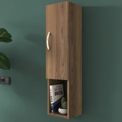Mobile Pensile Marrone Noce 2 Ripiani Un'anta 22x90h cm, 3 Vani - Boglione