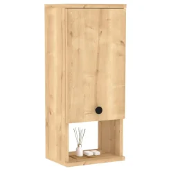 Mobile Pensile Marrone Rovere 2 Ripiani Un'anta 30x71h cm, 3 Vani - Tarano