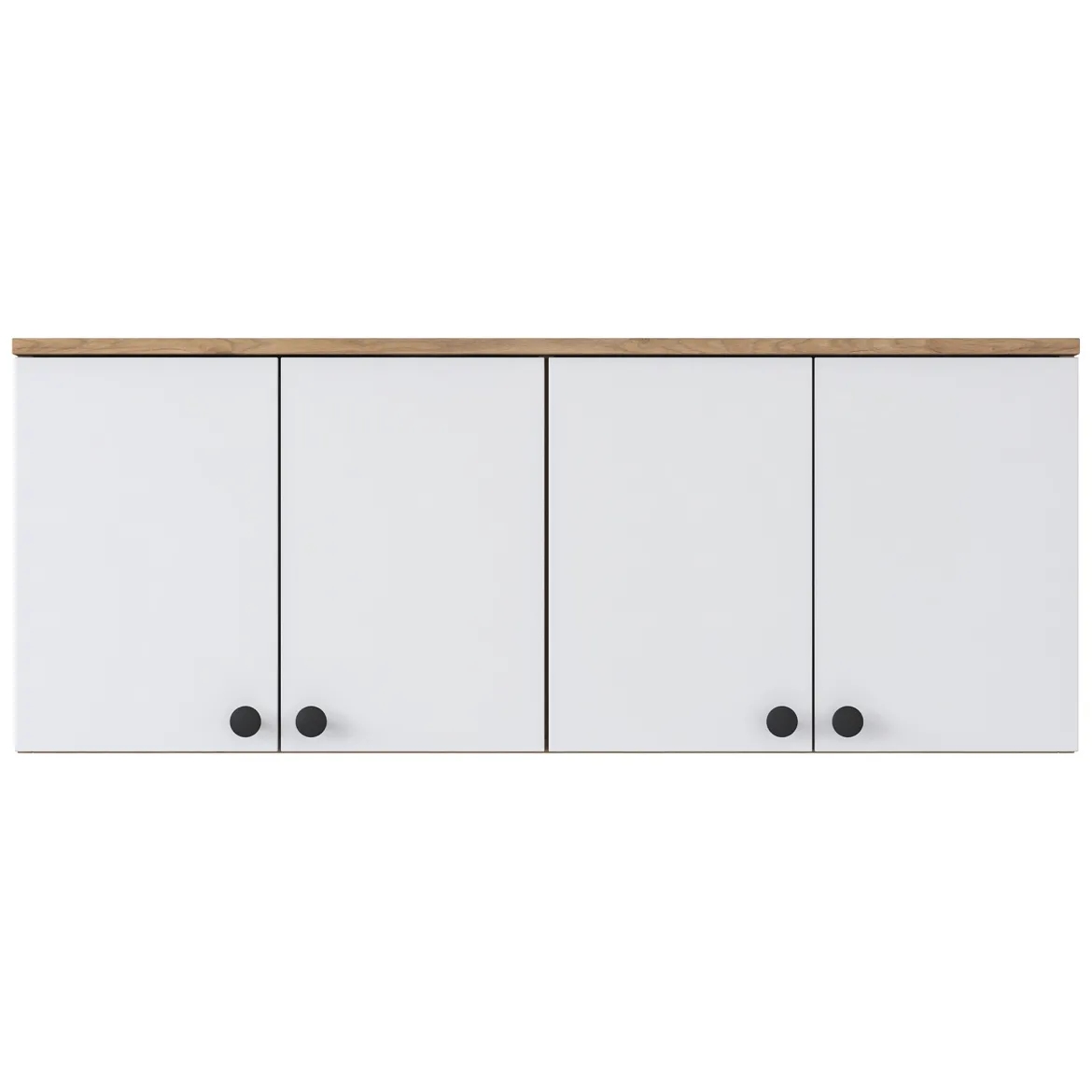 Mobile Pensile Marrone Rovere Bianco 4 Ante 2 Vani 120x47h cm, Apertura Battente - Rusco