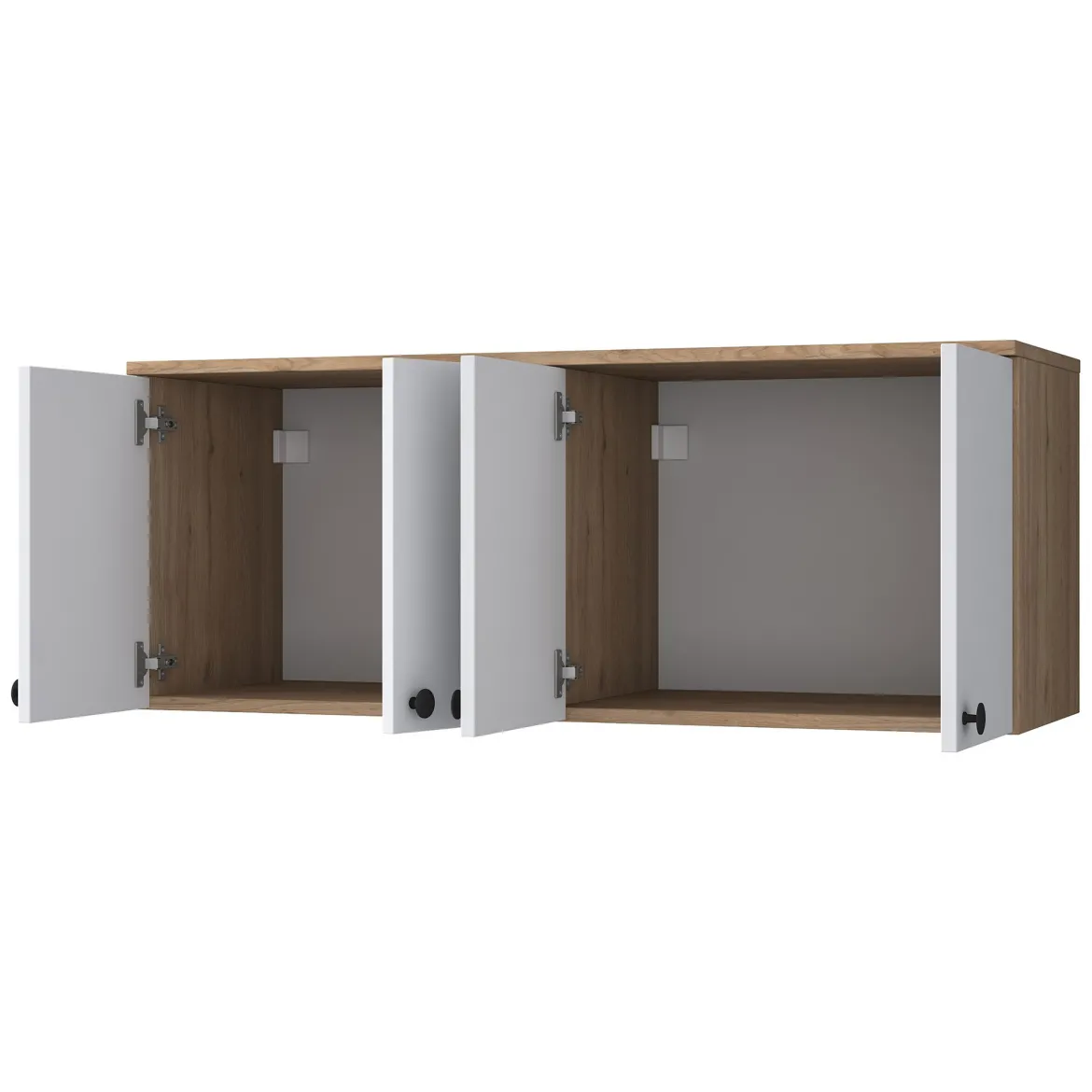 Mobile Pensile Marrone Rovere Bianco 4 Ante 2 Vani 120x47h cm, Apertura Battente - Rusco