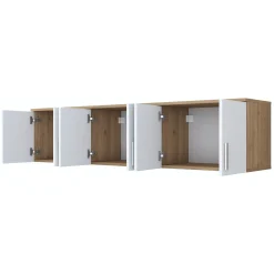 Mobile Pensile Marrone Rovere Bianco 6 Ante 3 Vani 180x41h cm, Apertura Battente - Arazzo