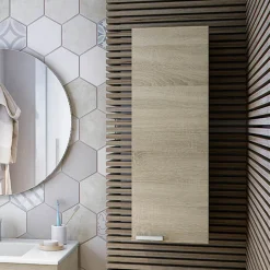 Mobile Pensile Marrone Rovere Grigio un Ripiano Un'anta 30x85h cm, Reversibile - Parga