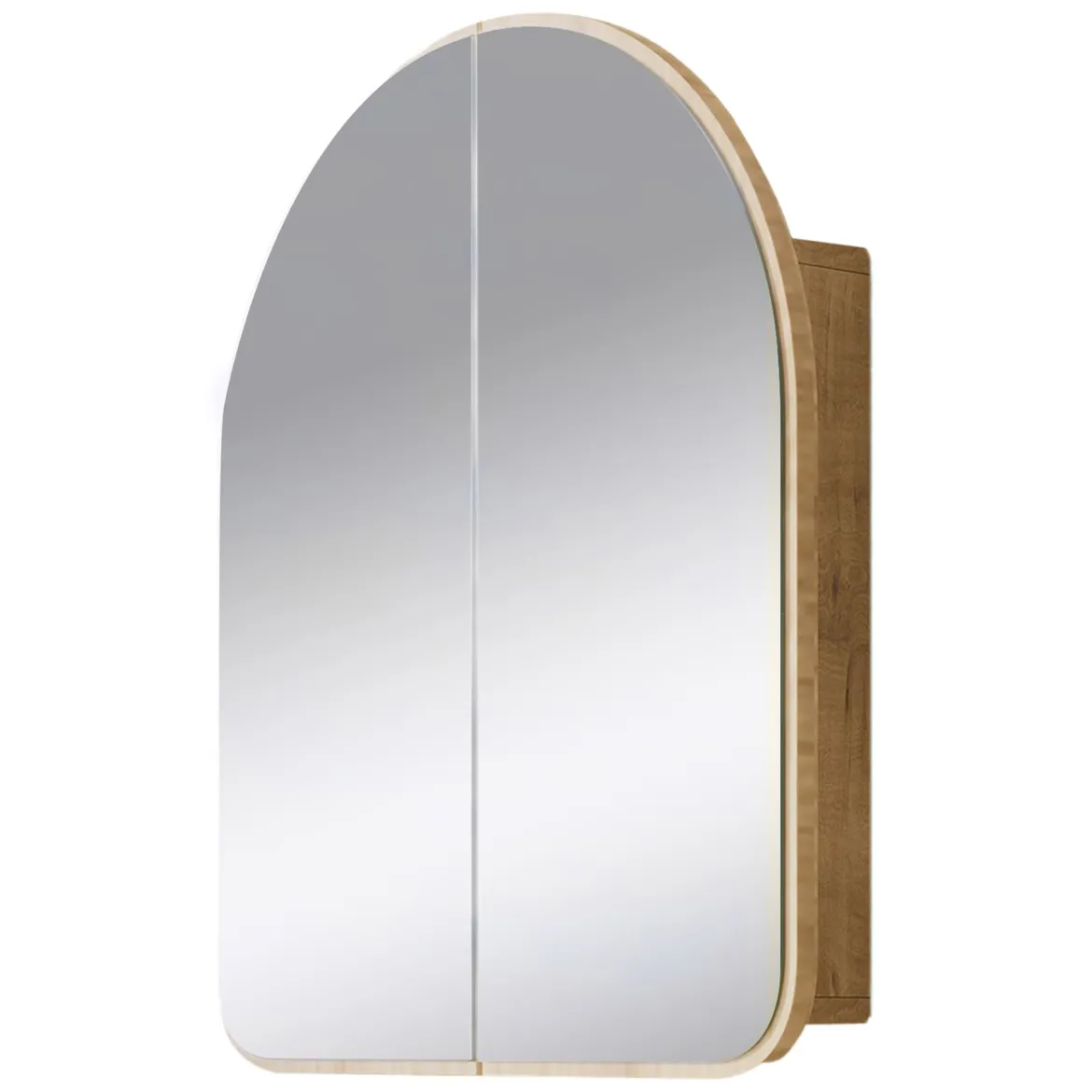 Mobile Pensile Marrone Rovere Trasparente Specchio Incluso un Ripiano 60x70h cm, 2 Ante - Vigano