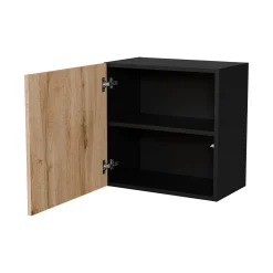 Mobile Pensile Nero Antracite un Ripiano Modulabile 49.9x50h cm, Apertura Push Pull - Fonteno