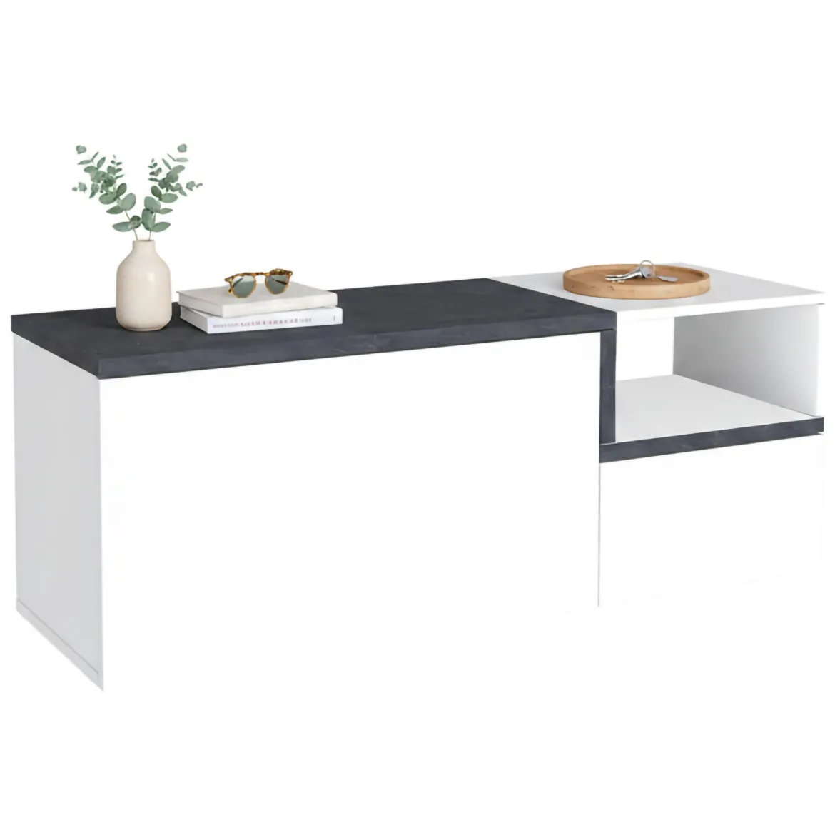 Mobile per ingresso 2 ante bianco lucido e ardesia 120x54h cm - Aska