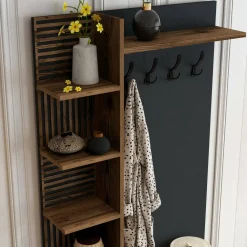 Mobile per ingresso 2 ante legno e metallo noce e antracite 90x200h cm - Anja